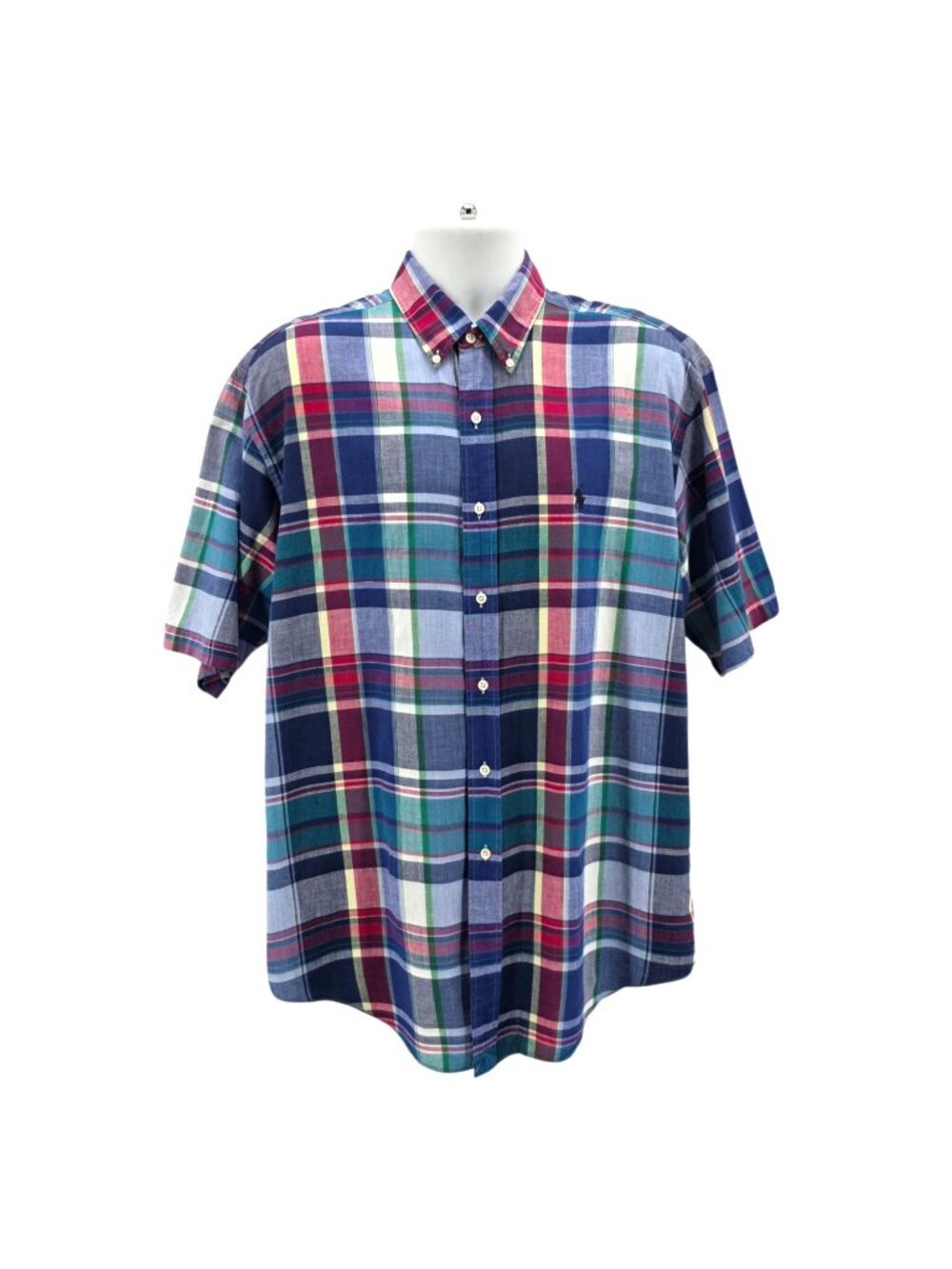 Vintage Ralph Lauren Mens Large Shirt Blaire Plaid Multicolor Relaxed Fit Button